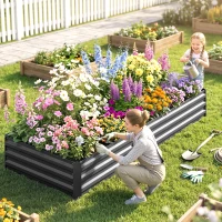 Outsunny Pat de grădină înălțat din metal pentru exterior, ideal pentru flori și legume, 241x90,5x30 cm, gri(m-9)