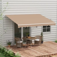 Outsunny Tenda da Sole per Esterno Avvolgibile a Bracci con Apertura a Manovella, 350x250 cm, Marrone(m-2)