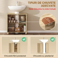 HOMCOM Mobilă de Toaletă cu Uși cu Obloane, 60x30x60 cm, Culoare Naturală(m-4)