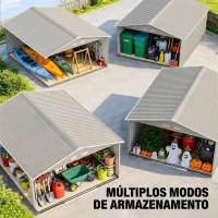 Outsunny Abrigo de Jardim 340x386x200 cm 13,1 m² Abrigo de Exterior de Aço com Portas de Correr e Ventilações Cinza Claro(m-6)