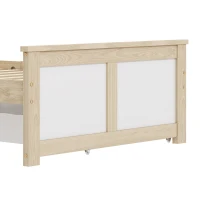HOMCOM Pine Storage Bed, 3ft Single Solid Wooden Bed Frame with Drawers, Headboard, Wood Slat Support, Natural Wood Finish(m-11)