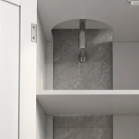 kleankin Dulap sub chiuvetă pentru baie cu 2 uși și 3 rafturi deschise din lemn, 90x30x60cm, alb(m-8)
