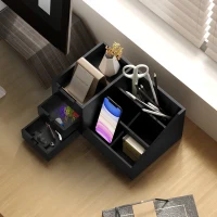 HOMCOM Schreibtischorganizer 2 Schubladen Aufbewahrungsbox Büro Box Organisation Schwarz 33 x 20,5 x 15,5 cm(m-9)