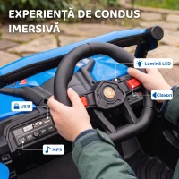 AIYAPLAY Mașină Electrică UTV pentru Copii 12V cu Centură, Telecomandă, Suspensii, USB, 3-7 km/h, 3-5 Ani, Albastru(m-7)