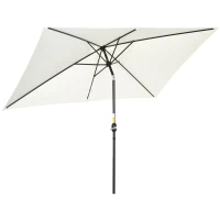 Outsunny Ombrellone Rettangolare 2x3 m Pieghevole e Regolabile con Manovella, in Alluminio e Poliestere, Bianco Crema(m-1)