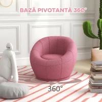 HOMCOM Fotoliu mini modern din pluș cu tapițerie groasă, 60x56x48cm, roz(m-5)