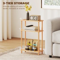 HOMCOM Bamboo Side Table, 3-Tier Slim End Table, Nordic Style, for Living Room, Bedroom, Office, Tool-Free Assembly, Natural Wood Finish(m-5)