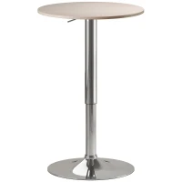 HOMCOM Mesa de Bar con Altura Ajustable Giratoria 360° Base Redonda Mesa Alta de Bar para Cocina Comedor Ø60x67-93 cm Natural(m-1)