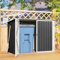 Outsunny Cache Poubelle Double Abri de Jardin 2 Poubelles de 240L Couvercle Lié par Chaînes Vérins à Gaz 179,5x108x129,5cm Gris(m-10)