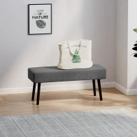 HOMCOM End of Bed Bench, Corduroy Bedroom Bench with Thick Padding and Steel Legs, Tufted Window Seat for Entryway, Living Room, Grey(m-10)