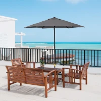 Outsunny Parasol de Terraza Exterior con Techo de Ventilación Poste Desmontable de Aluminio para Jardín Patio Gris Oscuro(m-2)