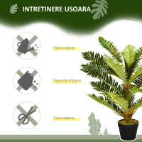 HOMCOM Palmier Artificial cu 18 Frunze și Ghiveci Inclus pentru Interior, Înălțime 85 cm, Verde(m-6)