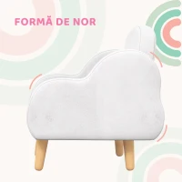 ZONEKIZ Fotoliu pentru Copii Stil Scandinav cu Brațe în Formă de Nor din Material Textil, Alb, 46x51x55 cm(m-4)