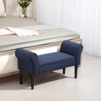HOMCOM Gepolsterte Sitzbank für Schlafzimmer und Flur, bis 130 kg belastbar, 102 x 36 x 51 cm, Blau(m-10)