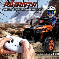 AIYAPLAY Mașină electrică pentru copii 3-8 ani 24V cu 2 locuri, motor dublu, telecomandă și pornire lină, portocalie(m-5)