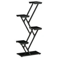 Outsunny Soporte para Plantas de 4 Niveles Estantería de Madera y Acero para Interior y Exterior 53x24x119,5 cm Negro(m-11)