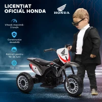 HOMCOM Motocicletă de cross electrică pentru copii Licență Honda CRF450RL cu 3 roți și claxon, 71x40,5x43,5 cm, gri(m-4)