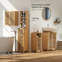 HOMCOM Dulap Suspendat pentru Baie cu Raft Interior Reglabil și Uși Tip Obloane, din Bambus, 60x20x60 cm, Culoare Lemn(m-8)