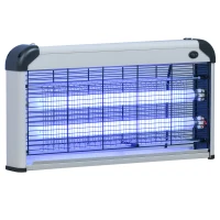 Outsunny Lampe anti-moustique, tueur d'insectes électrique UV 30W, tue-mouche électrique, piège à moustique, efficace sur une surface de 60 m², pour intérieur et extérieur, noir gris(m-12)