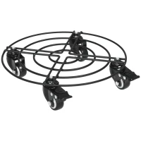 Outsunny Carrello Sottovaso con Ruote Ø30cm in Metallo con Ruote Girevoli e Freno, Nero(m-1)