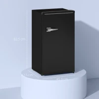 HOMCOM Under Counter Fridge, 85L Small Retro Refrigerator with Chiller Box, Adjustable Thermostat, Glass Shelves, Black(m-3)