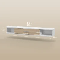 HOMCOM，Suport TV，Cu 2 Rafturi Deschise și Dulap cu Ușă Rabatabilă，MDF，120cm x 26cm x 16cm，Alb, gri(m-3)