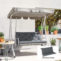 Outsunny 2 Seater Bench Cushion, Garden Chair Cushion with Back and Ties, Indoor and Outdoor Use, 98x100 cm, Dark Grey(m-10)