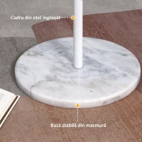 HOMCOM Cuier tip Arbore din oțel cu 8 cârlige și bază rotundă din marmură, 35x35x170 cm, alb(m-9)