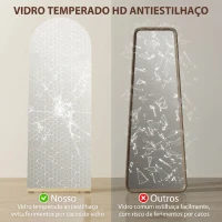 HOMCOM Espelho de Pé 160x50 cm Espelho de Corpo Inteiro sem Moldura Base de Madeira  Prata e Preto(m-7)