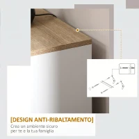 HOMCOM Credenza Cucina in Legno a 3 Ante, Ripiani Regolabili, Stile Minimalista Nordico, 90x30x90cm, Bianco(m-7)