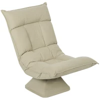HOMCOM Chaise de sol pivotante à 360°, fauteuil pliable en velours avec dossier réglable 5 positions, 70x62x95cm, beige(m-11)