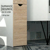 HOMCOM Coloană Pentru Baie cu Dulap, Rafturi și Sertare din Lemn, Lemn Natural(m-9)