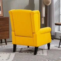 HOMCOM Poltrona Camera da Letto in Stile Francese con Ampia Seduta e Gambe in Legno per Soggiorno e Ufficio, Giallo(m-9)