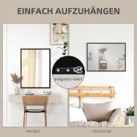 HOMCOM Wandspiegel, 60 x 80 cm, Rahmen in Holzoptik, einfache Montage, inkl. Schrauben(m-5)