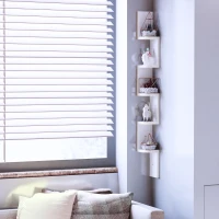 HOMCOM Étagère d'angle Murale à 5 Niveaux Hauteur 120 cm Forme de Zigzag en Bois Blanc(m-10)