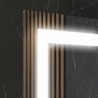 kleankin Oglindă de baie cu lumini LED reglabilă în 3 culori, cu raft din sticlă, 50x12x70 cm, argintiu(m-9)