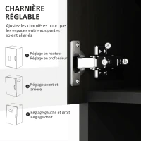 HOMCOM Buffet haut cuisine, armoire de cuisine avec 4 portes, tiroir, plan de travail, étagères réglables, 80x48x170cm, noir(m-8)