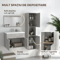 Kleankin Set Mobilier Baie – 3 Piese: Oglinda, Chiuveta, Dulap Depozitare(m-6)