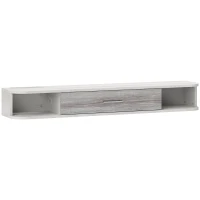 HOMCOM Dulap TV Suspendat din Lemn cu 2 Rafturi Deschise și Dulap, 120x26x16 cm, Alb și Gri(m-1)