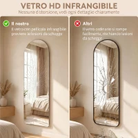 HOMCOM Specchio da Parete ad Arco con Illuminazione LED Regolabile e Controllo Touch, in Vetro Temperato, 40x3x120 cm(m-7)