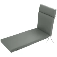 Outsunny Coussins de chaise longue coussin bain de soleil épais, confortable et rembourré, 2 attaches, 196 x 55 x 8 cm, gris(m-12)