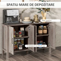 HOMCOM Dulap Multifuncțional Stil Rustic cu 4 Rafturi Reglabile, din Lemn, 120x37x75 cm, Gri(m-4)