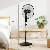 HOMCOM 40 cm Pedestal Standing Floor Fan, Oscillation Cooling Fan with Remote Control, Black(m-3)