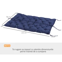 Outsunny Pernă de Grădină în Stil Capitonat cu 6 Șnururi, din Bumbac și Poliester, 150x98x8 cm, Albastru Închis(m-3)