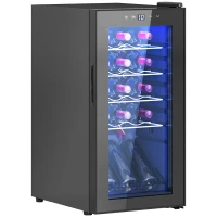 HOMCOM Frigider pentru Vin 15 Sticle, Capacitate 44L, cu Control Temperatură și Rafturi Reglabile, Negru(m-12)