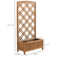 Outsunny Garden Planter with Trellis, Wooden Raised Bed for Garden with Lattice Trellis for Vegetables, Herbs and Flowers, Brown(m-3)