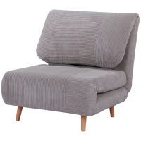 HOMCOM Fotoliu Pat Reclinabil 2 în 1 cu Șezut Extra-Large, Efect Catifea, Gri(m-1)