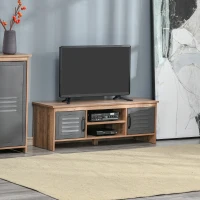 HOMCOM Mobile Porta TV Design Moderno in Stile Industriale, Mobile Basso per TV fino 42" con 2 Cassetti e 2 Ripiani in Legno, Marrone(m-2)
