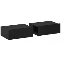 HOMCOM Set de 2 Noptiere Suspendate Moderne cu Sertar din Lemn, 40x30x15 cm, Negru(m-1)