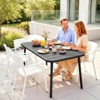 Outsunny Table de Salle à Manger Extérieure 120 x 70 cm pour 4 Personnes, Table de Jardin Rectangulaire avec Plateau à Lattes et Bords Arrondis, Gris(m-9)